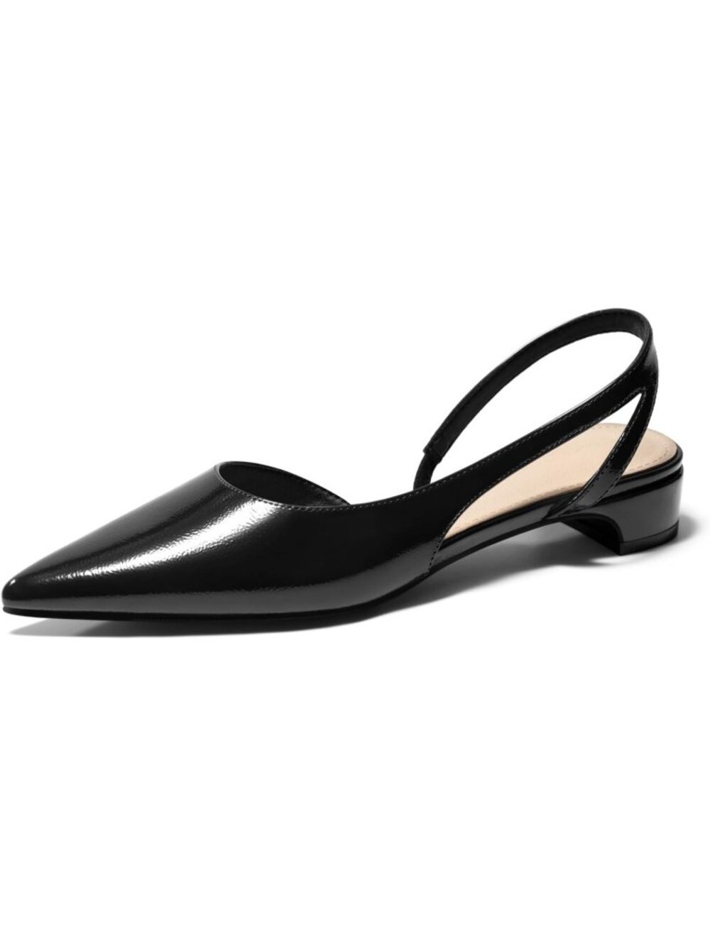 Women's Black Closed Pointed Toe Chunky Low Heels Pumps D'Orsay Work Dress Shoes